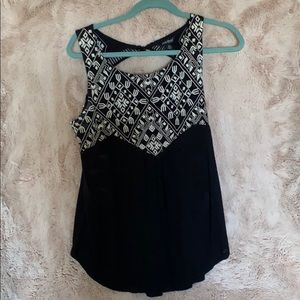Black and White tank with button clasp in back